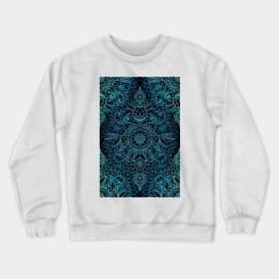 Black, Teal & Aqua Protea Doodle Pattern Crewneck Sweatshirt